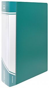 Папка с файлами INFORMAT А4 100 файлов, пластик 800 мкм, зеленая, карман для маркировки