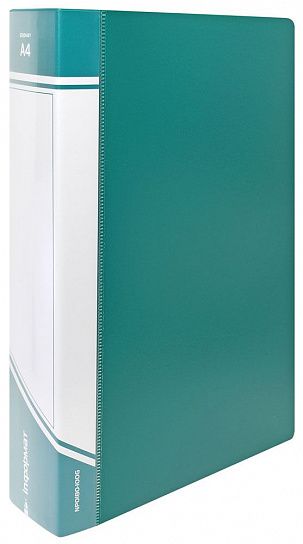 Папка с файлами INFORMAT А4 100 файлов, пластик 800 мкм, зеленая, карман для маркировки