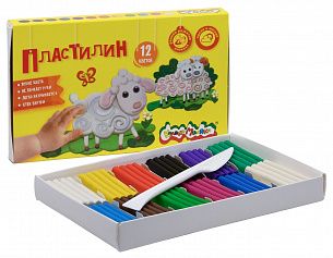 Пластилин Каляка-Маляка 12 цветов 180 г ассорти, со стеком
