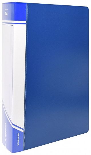 Папка с файлами INFORMAT А4 100 файлов, пластик 800 мкм, синяя, карман для маркировки