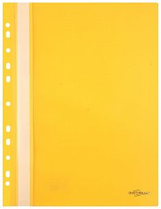 Папка скоросшиватель INFORMAT А4 желтая, пластик 180 мкм, карман для маркировки, с перфорацией