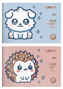 Альбом для рисования 24 л. А4, скрепка LOREX KIDS CUTE SHINY мелованный картон, матовая ламинация, фольга, выборочный УФ-лак, офсетная бумаг