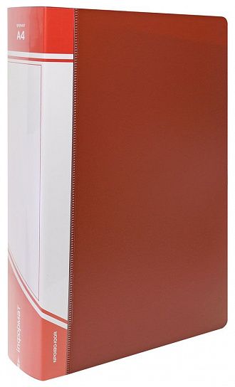 Папка с файлами INFORMAT А4 100 файлов, пластик 800 мкм, красная, карман для маркировки