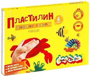 Пластилин мягкий Каляка-Маляка ДЛЯ ДЕТСКОГО ТВОРЧЕСТВА 6 цветов 90 г ассорти, со стеком