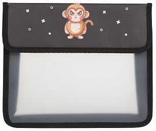 Папка для тетрадей 1 отделение А5 LOREX KIDS GLOOMY MONKEY текстильный клапан на липучке, 240х200х70 мм, черный пластик, для мальчиков