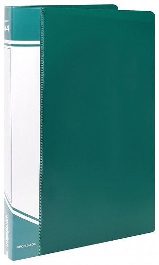 Папка с файлами INFORMAT А4 40 файлов, пластик 600 мкм, зеленая, карман для маркировки