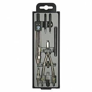 Набор чертежный (готовальня) GLOBUS ЮНИОР циркуль 125 мм металлический черный, 7 предметов, в пластиковом пенале с европодвесом