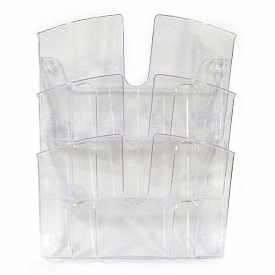 Лоток вертикальный для бумаг Унипласт 32 мм, прозрачный пластик, 3 отделения