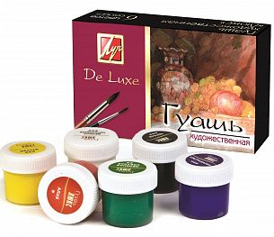 Гуашь художественная Луч ЛЮКС 6 цветов по 20 мл ассорти, набор баночек