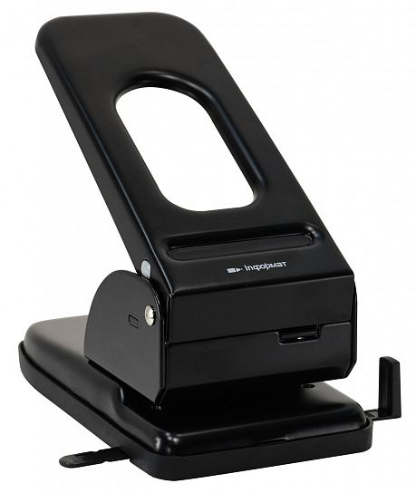 Дырокол INFORMAT POWER до 70 листов 2 отверстия, металлический, черный с линейкой форматов