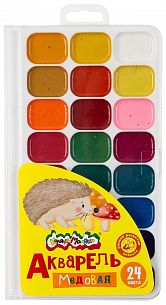 Акварель Каляка-Маляка 24 цвета, без кисти, пластиковая упаковка с европодвесом