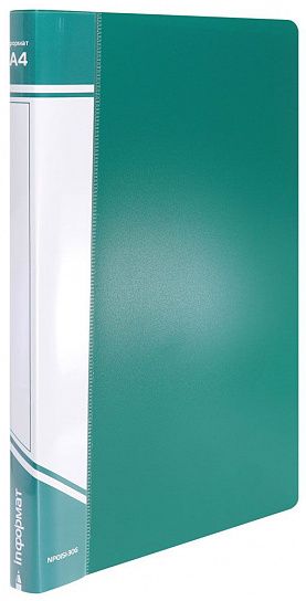 Папка с файлами INFORMAT А4, 30 файлов, пластик 500 мкм, зеленая, карман для маркировки