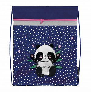 Мешок для обуви Schoolformat PANDASTIC 42х34 см, фуксия 1 отделение, с большим карманом на молнии, для девочек