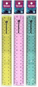 Линейка Schoolformat 20 см пластик тонированный, ассорти пастель, с европодвесом