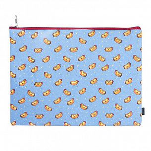 Папка 1 отделение А4 LOREX FOOD ADDICTION голубая, молния сверху, искусственная кожа, универсальная