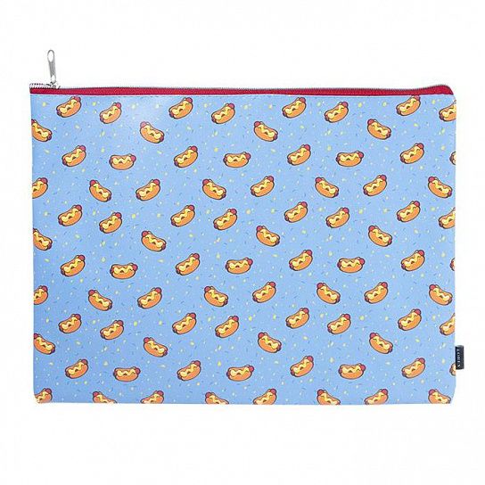 Папка 1 отделение А4 LOREX FOOD ADDICTION голубая, молния сверху, искусственная кожа, универсальная