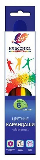 Набор цветных карандашей Луч КЛАССИКА 6 цв. шестигранные, деревянные, в картонной упаковке