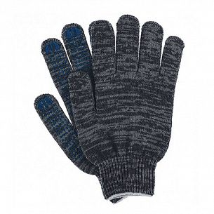 Перчатки трикотажные 1-2-Pro с точечным ПВХ покрытием 4-х нитка 10 класс, графит