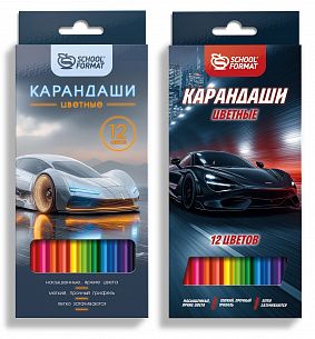 Набор цветных карандашей Schoolformat МИКС ДЛЯ МАЛЬЧИКОВ 12 цв. шестигранные, деревянные, в картонной упаковке