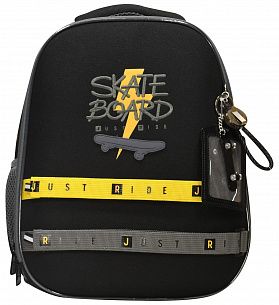 Рюкзак Schoolformat ERGONOMIC LIGHT БЕРИ СКЕЙТ 21 л черн. 38х29х19 жестк. каркас 2 отд. молния держатель для карточек брелок Стропы для крепления скейта