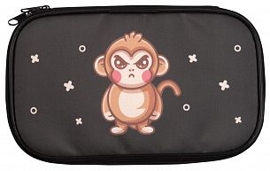 Пенал односекционный LOREX KIDS GLOOMY MONKEY 120х210х23 мм, черный полиэстер