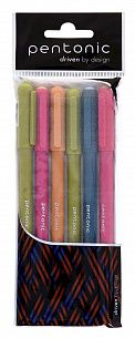 Набор шариковых ручек Linc PENTONIC Color синие, 1 цвет, 0,7 мм, 6 шт, круглый корпус, игольчатый наконечник