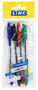 Набор шариковых ручек Linc CORONA PLUS ассорти, 4 цвета, 0,7 мм, 4 шт, круглый корпус