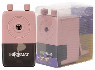 Точилка механическая INFORMAT HORNS, корпус пластик, розовая