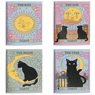 Книжка записная А6 98х140 мм 32 л. клетка LOREX TAROT мягкая обложка с дизайном, soft touch, двойная обложка, запечатка форзаца
