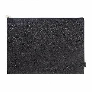 Папка 1 отделение А4 LOREX SPARKLE черная с блестками, молния сверху, полиуретан, для девочек