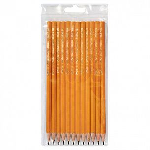 Набор чернографитных карандашей деревянные Koh-I-Noor 12 шт 2B-2H заточенные, шестигранные, ПВХ чехол с европодвесом