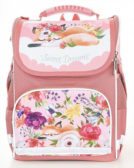 Рюкзак Schoolformat Cute fox, модель BASIC, жесткий каркас, односекционный, 38х28х16 см, 17 л, для девочек