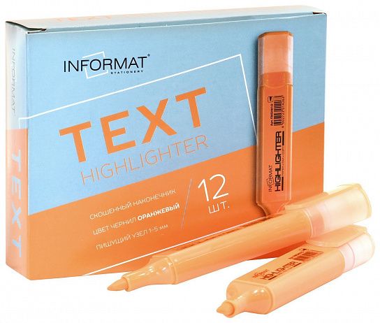 Маркер текстовый INFORMAT TEXT 1—5 мм, оранжевый, скошенный
