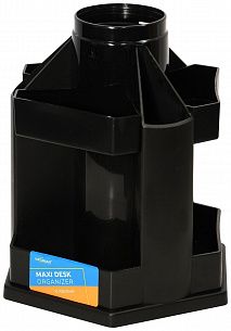 Подставка для канцелярских принадлежностей INFORMAT MAXI DESK вращающаяся, 10 отделений, 120 х 140 х 175 мм, черный пластик