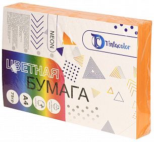Бумага цветная для печати Tintacolor А4 75 гр/м2 500 л неон оранжевый
