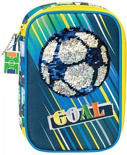 Пенал односекционный Tiger FUN TIME FOOTBALL 260х160х60 мм ассорти, ткань