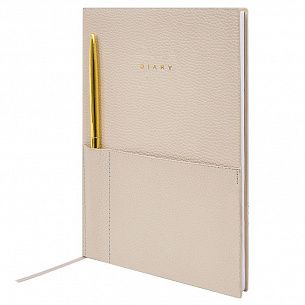 Ежедневник А5 недатированный LOREX ELEGANCE STYLISH COLLECTION 80 л. бежевый, искусственная кожа, фольга, с ляссе, карман и ручка