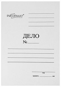 Папка-обложка без скоросшивателя INFORMAT ДЕЛО А4, мелованный картон 320 г/м2, белая