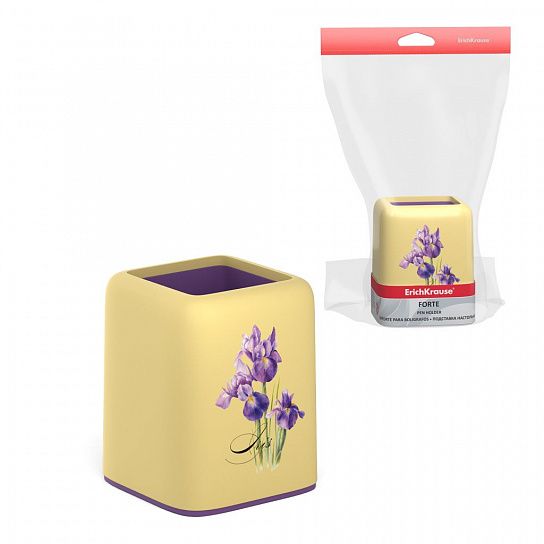 Подставка для канцелярских принадлежностей ErichKrause FORTE IRIS 160x180x90 мм, желтый пластик