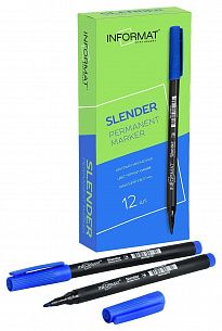 Маркер перманентный INFORMAT SLENDER 1 мм синий, круглый наконечник