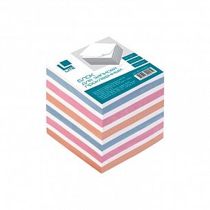 Блок для записей LITE 9х9х9 см Куб проклееннный ассорти 4 цвета 65 г/м2