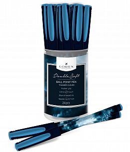 Ручка шариковая на масляной основе LOREX THUNDER CLOUDS DOUBLE SOFT синий 0,5 мм синий кругл. корп. ultra-soft touch грип игольчатый наконечник