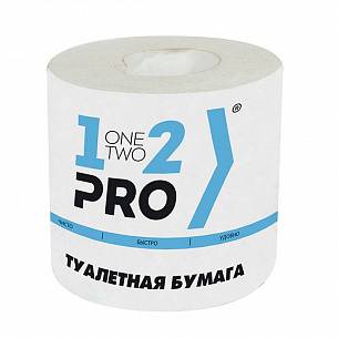 Туалетная бумага 1-2-Pro, 1-слойная, рулон 45 м, вторичное сырье, белая