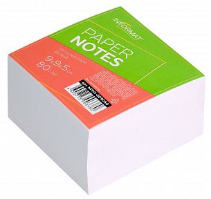 Блок для записей INFORMAT 9х9х5 см Куб проклеенный белый 80 г/м2 (белизна 94%-100%)