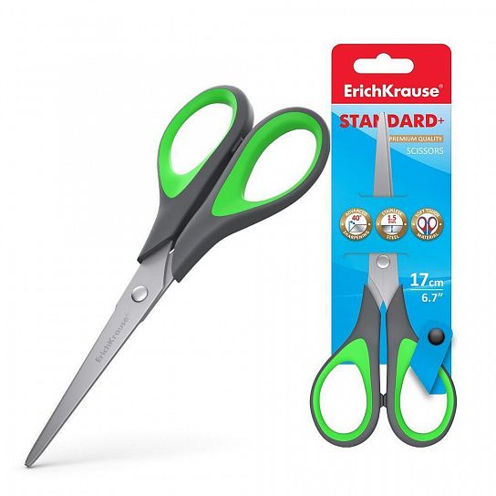 Ножницы ErichKrause STANDARD 170 мм ассорти, ручки пластиковые с резиновыми вставками