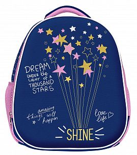 Рюкзак Schoolformat ERGONOMIC LIGHT 2 SHINE BRIGHT 21л синий 38х29х19 жесткокаркасный 2 отделения для девочек