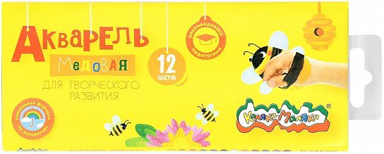 Акварель Каляка-Маляка 12 цветов, без кисти, круглый кювет, картонная упаковка с европодвесом