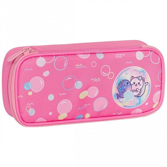 Пенал односекционный Tiger FAMILY SMART CLEVER RAINBOW BUBBLES 110x215x60 мм розовый, картон, полиэстер, с 1 откидной планкой