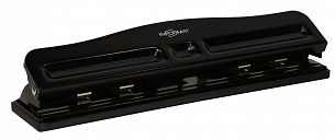 Дырокол INFORMAT Office до 12 листов 4 отверстия, металлический, черный