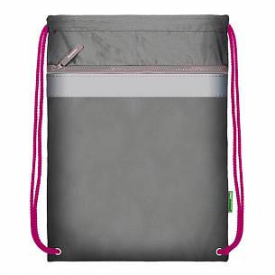 Мешок для обуви Creativiki 44х38 см, серый, 1 отделение, с большим карманом на молнии, для девочек